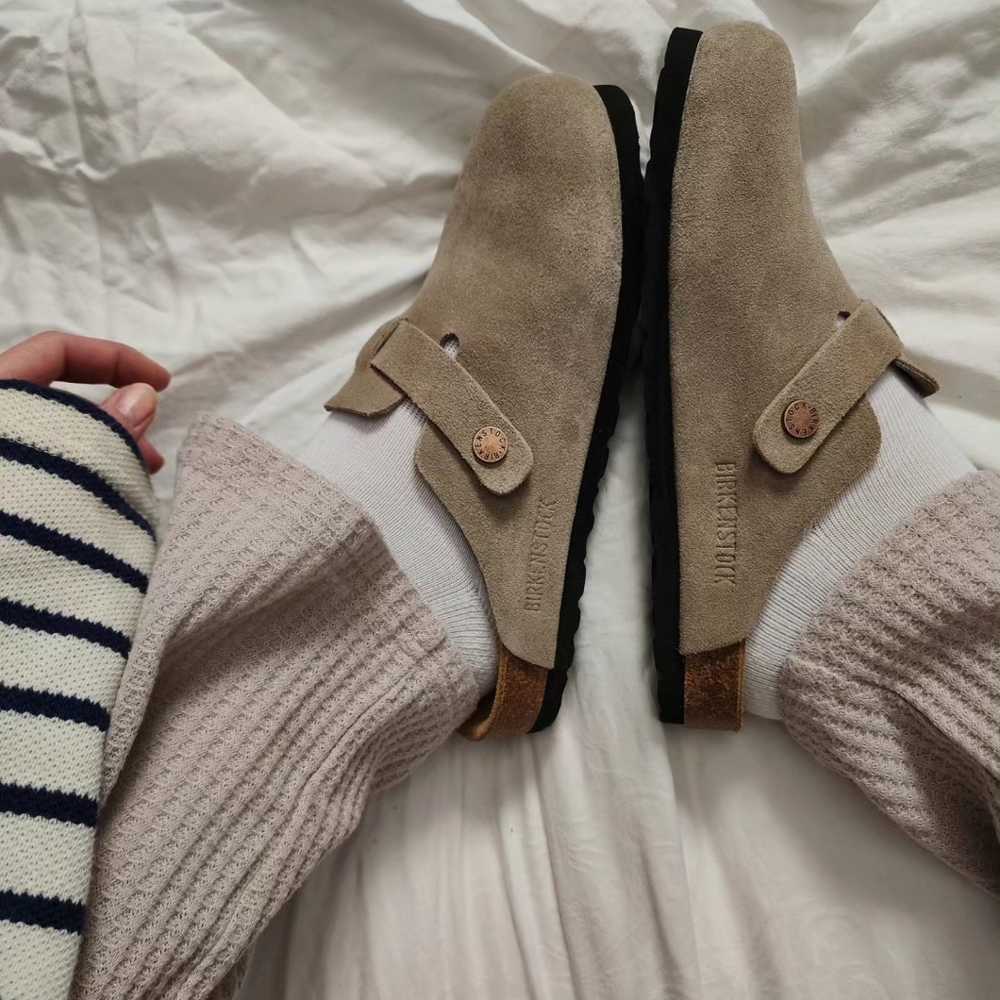 Taupe Suede Boston Birkenstocks